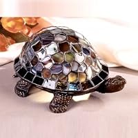 Dale Tiffany 7908/816A Blue Turtle Accent Lamp, Antique Bronze and Art Glass Shade
