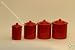 Miniature Red Enamel 4 Piece Kitchen Cannister Set