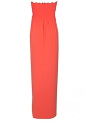 Strapless Bandeau Neck Shirred Elastane/Viscose Spring Summer  Dress