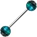 Two Tone Aqua Disco Ball Barbell Tongue Ring