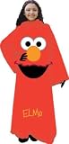 Sesame Street Elmo Face Cartoon Kids Snuggler Fleece Throw Blanket With Sleeves