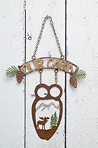 11.5" Metal Suburban Home Dcor Moose Print Welcome Sign