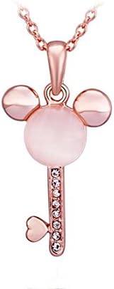 Swarovski Crystals Element Mickey Mouse Key Pendant Necklace 18"