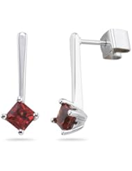 0.80 Cts Red Sapphire Earrings with Special Backs in 14K White Gold
