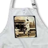 Vintage Detroit Tigers Making the Catch Black and Sepia - Waist Apron With Pockets