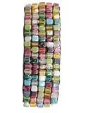 Multi Colored Square Glass Bead Stretch Bracelet