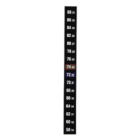Sixteen-Point Vertical Thermometer with Adhesive Backing, 58 to 88&deg;F, 25/pack