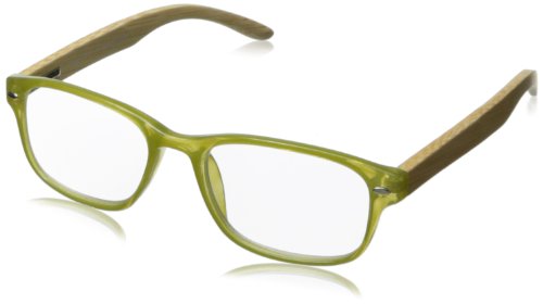Peepers Bravo Bamboo Wayfarer Reading Glasses,Green,+1.75