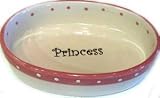 Pet Studio Pink Polka Dot Princess Cat Food Oval Dish