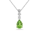 1.00 Carat Peridot and Diamond Antique Pendant in 14K White Gold
