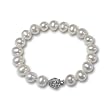 White 9-10mm AA+ Cultured Pearl Bracelet w. Platinum Overlay CAREFREE Sterling Silver Rose Clasp 7" (L1S2R2)