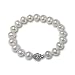 White 9-10mm AA+ Cultured Pearl Bracelet w. Platinum Overlay CAREFREE Sterling Silver Rose Clasp 7" (L1S2R2)
