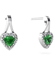 Created Emerald 14kt White Gold Earrings