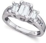 2ctw Princess and Emerald Cut Diamond Engagement Ring