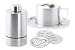 Kitchen & Housewares : Zack 20232 FINO cocoa shaker with three different motif templates h. 4.33 inch 2.50 inch Stainless Steel