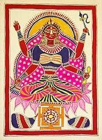 Indian Painting Madhubani Folk Art Wall Decor Organic Color Paper 15 x 11 inches