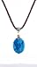 Necklace - N519 - Genuine Semi Precious Stone Hung on a Brown 3-Strand Twisted Silk / Satin Cord + 2" Ext Chain - Lg Oval Shape (1-3/16" x 1-1/2") ~ Chrysocolla