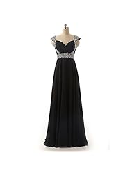 Cap Sleeves Chiffon Beaded Lace-Up Sweetheart Floor Length Evening Dress/Bridesmaid Dress/Prom Dress/Party Dress 