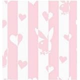 Official Playboy Glitter Heart Pink/Classic Design Fitted Valance Sheet (Double Bed) (Pink)