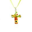 Handmade Murano Glass Pendant - Cross Multicolor 2