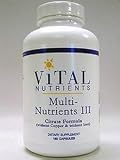 Vital Nutrients Multi-Nutrients III Citrate Formula without Copper or Iron 180 Capsules