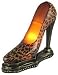 Tiffany Style Leopard Print High Heel Stained Glass Shoe