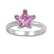 Sterling Silver Ring - Pink CZ - Star - Prong Set - 10 mm x 2 mm, Sizes 4-9 Sterling Silver Ring - Pink CZ - Star - Prong Set - 10 mm x 2 mm, Sizes 4-9