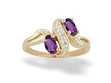 14K Yellow Gold Genuine Oval Amethyst and Diamond Ring