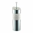 Bodum Insulated Stainless-Steel Travel French Press Coffee and Tea Mug, 0.45-Liter, 15-Ounce, White