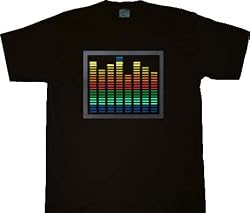 T-Qualizer El Lit Glowing Sound Activated Gradient Equalizer Music Black T-Shirt Tee