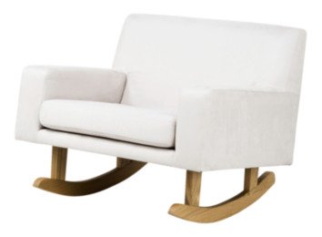 Nurseryworks Storytime Rocker in Microsuede in Ecru with Light Legs