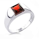 Sterling Silver Square Garnet Ring, size 8