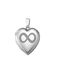 14k White Gold Sweetheart "Infinity" Locket 3/4 inch x 3/4 inch in Solid 14K White Gold