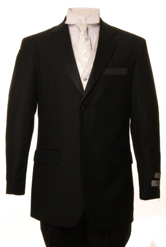 Fellini Uomo 2 Button Slim Fit Tuxedo - 38 Regular - Black