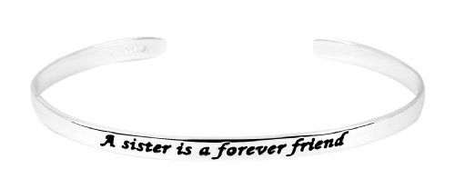 Sterling Silver “A Sister Is A Forever Friend” Cuff Bracelet