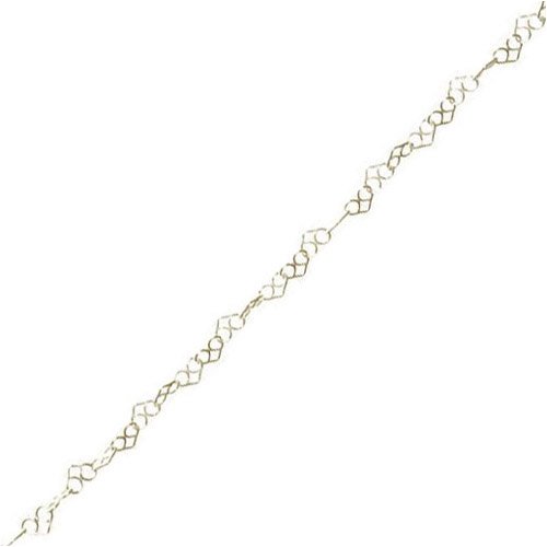 18kt Yellow Gold over Sterling Silver Baby Linked Love Heart Chain 9+1in Anklet