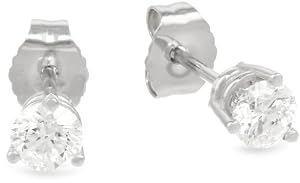18k White Gold Round-Cut Basket Setting 3-Prong Diamond Studs (1/2 cttw, G-H Color, SI1-SI2 Clarity)