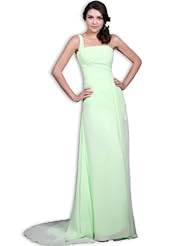 Chiffon One Shoulder Fitted Evening Dress  with a Brush/Sweep Train 