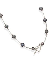 16" Peacock Cultured Freshwater Pearl Heart Toggle Necklace