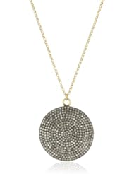 Shery Shabani "Karma" Diamond Gold and Silver Large Disk Pendant Necklace