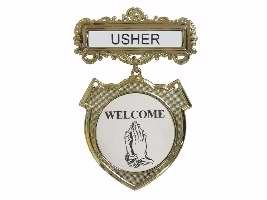 1 X Badge Shield Usher Praying Hands Welcome