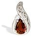 14K White Gold Genuine Pear Garnet and Diamond Pendant