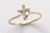 14K Yellow Gold and .25 ctw Diamond Cross Ring