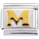 GOLD PUFFY Letter M Italian Charm