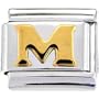 Gold Puffy Letter M Italian Charm