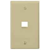 Leviton 40701-BI QuickPort Flush Mount Wall Plate, 1-Port, Ivory
