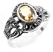 Sterling Silver Marcasite Synthetic Citrine Ring (Size 6,7,8,9)