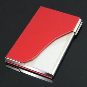 Leather Business Card Holder / Business Card Case / Credit Card Organizer - Red, Gift Idea