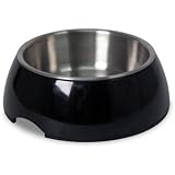 Petmate Pet Bowl with Stainless Steel Eating Surface, Small, Black