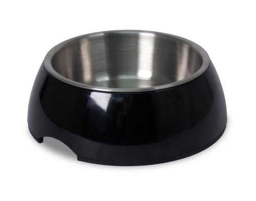 Petmate Stainless Style Bowl Small, Black/Stainless Steel